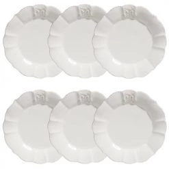Maisons Du Monde Vaisselle De Noël Assiette à Dessert En Faïence Blanche - Lot De 6