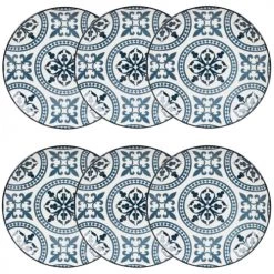 Maisons Du Monde Assiettes à Dessert Assiette à Dessert En Faïence Bleue Et Blanche Motifs Graphiques - Lot De 6