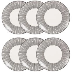 Maisons Du Monde Assiettes à Dessert Assiette à Dessert En Grès Blanc Motifs à Rayures - Lot De 6 -Assiettes Soldes Magasin assiette a dessert en gres blanc motifs a rayures mekong 1000 4 2 173268 2 1