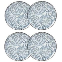 Maisons Du Monde Assiettes à Dessert Assiette à Dessert En Grès Imprimé Traits Bleus - Lot De 4 -Assiettes Soldes Magasin assiette a dessert en gres blanc motifs graphiques bleus ischia 1000 0 6 193239 4