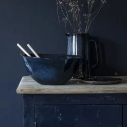 Maisons Du Monde Vaisselle De Noël Assiette à Dessert En Grès Bleu - Lot De 6 -Assiettes Soldes Magasin assiette a dessert en gres bleu 1000 4 7 193158 2