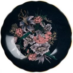 Maisons Du Monde Assiettes à Dessert Assiette à Dessert En Grès Bleu Marine Et Motifs Fleuris Multicolore - Lot De 6