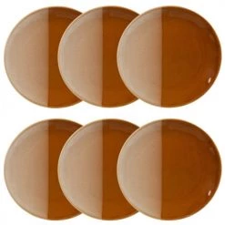 Maisons Du Monde Assiettes à Dessert Assiette à Dessert En Grès Caramel Et Crème - Lot De 6