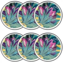 Maisons Du Monde Assiettes à Dessert Assiette à Dessert En Grès Ivoire Motif Végétal Multicolore - Lot De 6