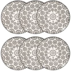 Maisons Du Monde Vaisselle De Noël Assiette à Dessert En Grès Micromotif Noir/blanc D 21 Cm - Lot De 6 -Assiettes Soldes Magasin assiette a dessert en gres noir et blanc imprime chiang mai 1000 9 29 154148 5