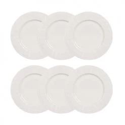 Maisons Du Monde Vaisselle De Noël Assiette à Dessert En Porcelaine Blanche - Lot De 6