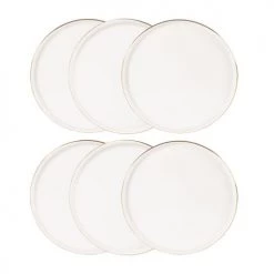 Maisons Du Monde Vaisselle De Noël Assiette à Dessert En Porcelaine Blanche Et Dorée - Lot De 6