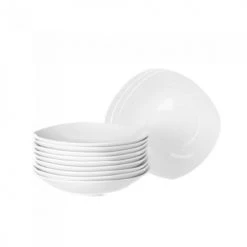 Wadiga Assiettes Creuses Assiette à Soupe Carrée En Porcelaine Blanche - Lot De 12