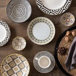 Maisons Du Monde Assiettes Creuses Assiette Creuse En Grès Blanc à Rayures - Lot De 6 -Assiettes Soldes Magasin assiette creuse en gres blanc a rayures 1000 5 3 173269 3