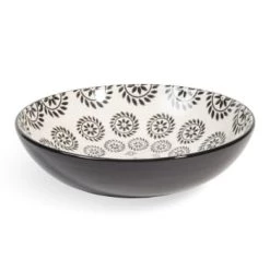 Maisons Du Monde Déco Table De Noël Assiette Creuse En Grès à Motifs Noirs - Lot De 3 -Assiettes Soldes Magasin assiette creuse en gres noir blanc d 20 cm chiang mai 1000 10 30 154149 1