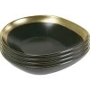 Kare Design Assiettes Creuses Assiette Creuse En Grès Vert Foncé Et Doré D19 - Lot De 4