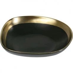 Kare Design Assiettes Creuses Assiette Creuse En Grès Vert Foncé Et Doré D19 - Lot De 4 -Assiettes Soldes Magasin assiette creuse en gres vert fonce et dore d19 lot de 4 3