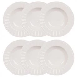 Maisons Du Monde Assiettes Creuses Assiette Creuse En Porcelaine Blanche - Lot De 6