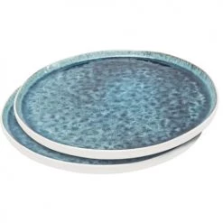 Kare Design Assiettes Plates Assiette En Grès Bleu D27 - Lot De 2