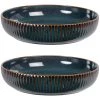 Maisons Du Monde Assiettes Plates Assiette En Grès Bleu Et Marron - Lot De 2