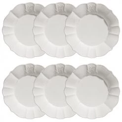 Maisons Du Monde Vaisselle De Noël Assiette Plate En Faïence Blanche - Lot De 6