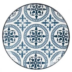 Maisons Du Monde Assiettes Plates Assiette Plate En Faïence Bleue Et Blanche Motifs Graphiques - Lot De 6