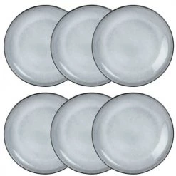 Maisons Du Monde Assiettes Plates Assiette Plate En Faïence Grise - Lot De 6