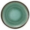 Maisons Du Monde Assiettes Plates Assiette Plate En Grès à Relief Vert Et Contour Marron - Lot De 4