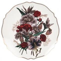 Maisons Du Monde Assiettes Plates Assiette Plate En Grès Blanc à Motifs Fleuris Multicolore - Lot De 6