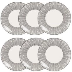 Maisons Du Monde Vaisselle De Noël Assiette Plate En Grès Blanc Motifs à Pois - Lot De 6 -Assiettes Soldes Magasin assiette plate en gres blanc motifs a rayures mekong 1000 1 40 173265 3