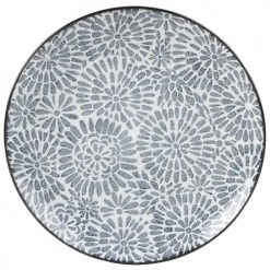 Maisons Du Monde Assiettes Plates Assiette Plate En Grès Blanc Motifs Graphiques Bleus - Lot De 4 -Assiettes Soldes Magasin assiette plate en gres blanc motifs graphiques bleus 1000 16 5 193238 1
