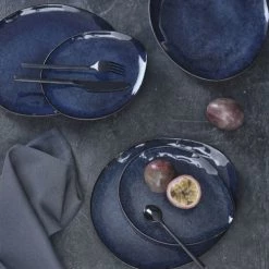 Maisons Du Monde Vaisselle De Noël Assiette Plate En Grès Bleu Pétrole - Lot De 2 -Assiettes Soldes Magasin assiette plate en gres bleu petrole 1000 10 33 182811 4