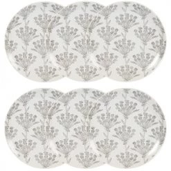 Maisons Du Monde Assiettes Plates Assiette Plate En Grès écru à Motifs Gris Anthracites - Lot De 6
