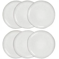 Maisons Du Monde Assiettes Plates Assiette Plate En Grès Gris Clair - Lot De 6