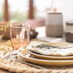 Maisons Du Monde Assiettes Plates Assiette Plate En Grès Jaune - Lot De 4 -Assiettes Soldes Magasin assiette plate en gres jaune 1000 7 20 212031 4