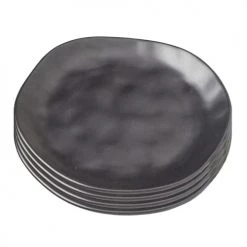Kare Design Assiettes Plates Assiette Plate En Grès Noir D26 - Lot De 4