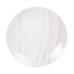 Maisons Du Monde Assiettes Plates Assiette Plate En Grès Rose Blanc Et Doré - Lot De 4