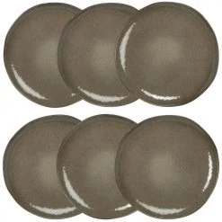 Maisons Du Monde Assiettes Plates Assiette Plate En Grès Vert - Lot De 6