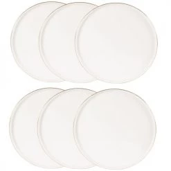Maisons Du Monde Vaisselle De Noël Assiette Plate En Porcelaine Blanche Et Dorée - Lot De 6