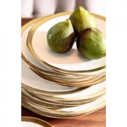 Kare Design Assiettes Plates Assiette Plate En Porcelaine Blanche Et Dorée D25 -Assiettes Soldes Magasin assiette plate en porcelaine blanche et doree d25 4