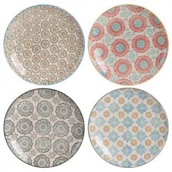 Table Passion Coffret De 4 Assiettes à Dessert 20 Cm En Grès Multicolore