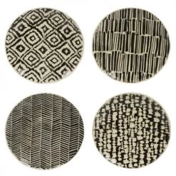 Table Passion Coffret De 4 Assiettes à Dessert 22 Cm En Grès Noir