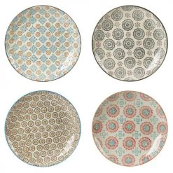 Table Passion Coffret De 4 Assiettes Plates 26 Cm En Grès Multicolore