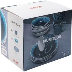 Kare Design Lot 4 Mugs, 4 Assiettes Creuses, 4 Assiettes Plates En Grès Bleu -Assiettes Soldes Magasin lot 4 mugs 4 assiettes creuses 4 assiettes plates en gres bleu 4