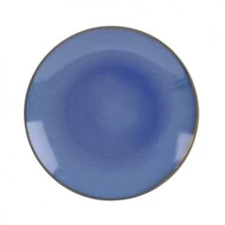 Trend'up Assiettes Plates Lot De 6 - Assiette Plate 27.5 Cm En Grès Bleu