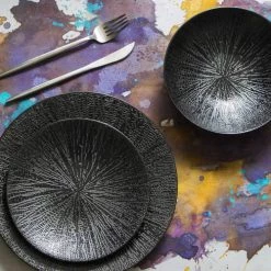 Table Passion Assiettes Plates Lot De 6 - Assiette Plate 27 Cm En Grès Noir -Assiettes Soldes Magasin lot de 6 assiette plate 27 cm en gres noir 1