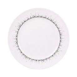 Table Passion Assiettes Plates Lot De 6 - Assiette Plate Gris 27 Cm En Porcelaine Blanc
