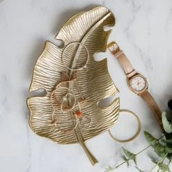 Artesà Assiettes Plates Plat De Service En Forme De Feuille En Aluminium Doré -Assiettes Soldes Magasin plat de service en forme de feuille en aluminium dore 3