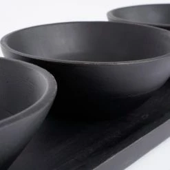Mica Decorations Assiettes De Présentation Plateau Apéritif 3 Coupelles En Bois De Manguier Noir -Assiettes Soldes Magasin plateau aperitif 3 coupelles en bois de manguier noir 3