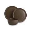 ONA Assiettes Plates Service 12 Pièces Brun