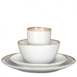 Mica Decorations Assiettes Plates Service De Table 16 Pièces En Céramique Blanc