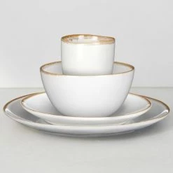 Mica Decorations Assiettes Plates Service De Table 16 Pièces En Céramique Blanc -Assiettes Soldes Magasin service de table 16 pieces en ceramique blanc 3