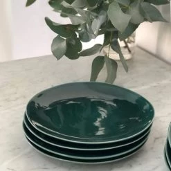 Maison Tilleul Set De 4 Assiettes à Dessert Céramique Vert -Assiettes Soldes Magasin set de 4 assiettes a dessert ceramique vert 2